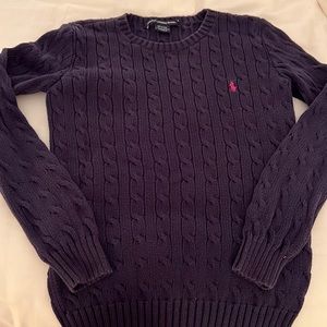 Navy blue Polo Ralph Lauren Sport Crew neck cable-knit sweater